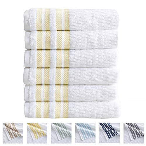 100% Cotton Popcorn Textured Striped Bathroom Towels Quick Dry and Absorbent Towels 6-Piece Hand Towel Set Elham Collection 6 Pack, Lemon 100% Cotton Popcorn Textured Striped Bathroom Towels Quick Dry and Absorbent Towels 6-Piece Hand Towel Set Elham Collection 6 Pack, Lemon